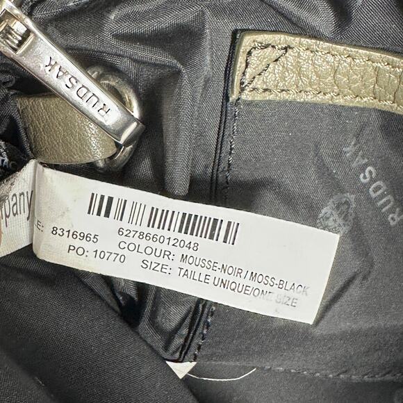 RUDSAK Genuine Leather Pebbled Moss Green Black Top Handle Satchel Shoulder Bag - Picture 12 of 16